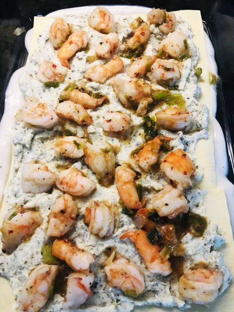 Shrimp Scampi Lasagna - Cooks Well With Others Oven Ready Lasagna, Jumbo Shrimp, Traeger Grill, Dinner This Week, Shrimp Scampi, Crushed Red Pepper Flakes, Alfredo Sauce, Shredded Mozzarella, Ultimate Comfort Food