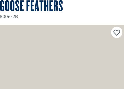 Goose Feather Paint Valspar, Goose Feathers Valspar, Valspar Farmhouse Colors, Valspar Paint Colors, Bedroom Colours, Valspar Colors, Valspar Paint, The Goose, Farm House Colors