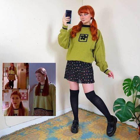 Willow Buffy, Green Cardigan Outfit, Outfits To Recreate, Willow Rosenberg, Buffy Style, Wedding Colors Purple, Outfit 90s, 90s Looks, Spring Fits