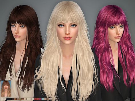 Female hairstyle for Teen to Elder. Found in TSR Category 'Sims 4 Female Hairstyles' E Girl Hairstyles, Hair Ts4, 4 Hairstyles, Female Hairstyles, Sims 4 Tsr, Bangs Ponytail, Rock Hairstyles, Pelo Sims, Sims Hair