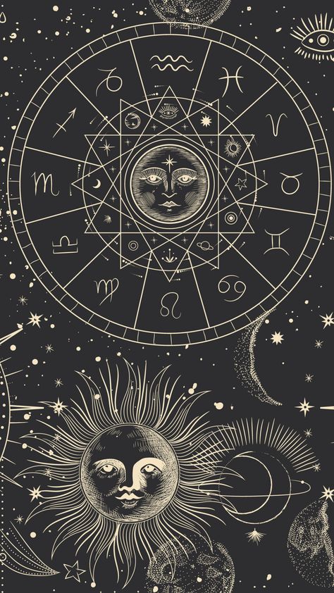 Vintage Fortune Teller, Moon Astrology, Spiritual Wallpaper, Sigil Magic, Astrology Art, Pretty Landscapes, Celestial Art, Phone Wallpaper Patterns, Zodiac Art