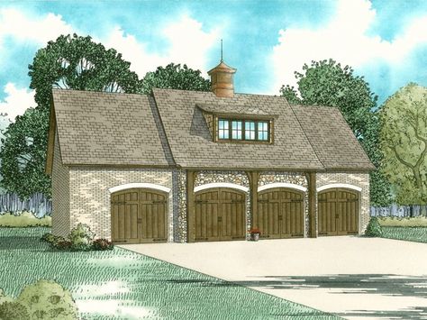 025G-0012: 4-Car Garage Plan with Flex Space Country Garage, Garage Plans With Loft, Flex Space, Woodworking Shop Plans, European Style Homes, Woodworking Shop Layout, French Country House Plans, Garage Floor Plans, Garage House Plans