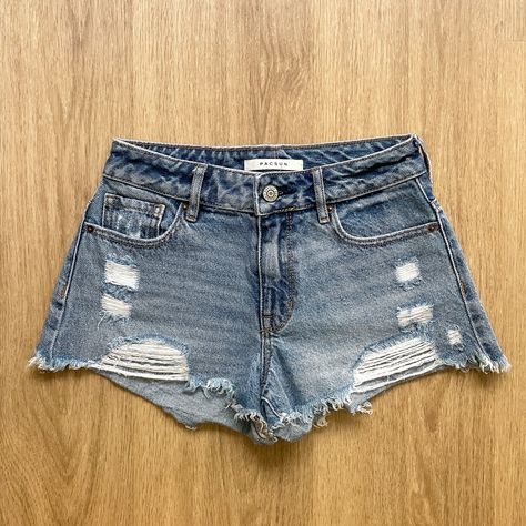 Brand: Pacsun Condition: New Without Tags And Never Worn, Perfect Condition Size: 22 Design: High Waisted Jean Shorts Distressed Jean Shorts Front And Back Pockets "High Rise Festival" Style Closure: Zip Button Closure Material: Cotton Color: Light-Medium Blue Wash Care: Machine Wash Cold With Like Colors Pacsun Mom Jeans, Rise Festival, Pacsun Shorts, High Waisted Jean, Ripped Jean Shorts, White Jean Shorts, Festival Shorts, Black Jean Shorts, Festival Style