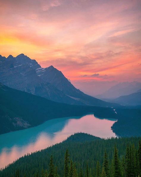 Peyto Lake, Earth Pictures, Travel Globe, Scenery Pictures, Aesthetic Picture, Gorgeous Sunset, Banff National Park, In The Mountains, Landscape Photos