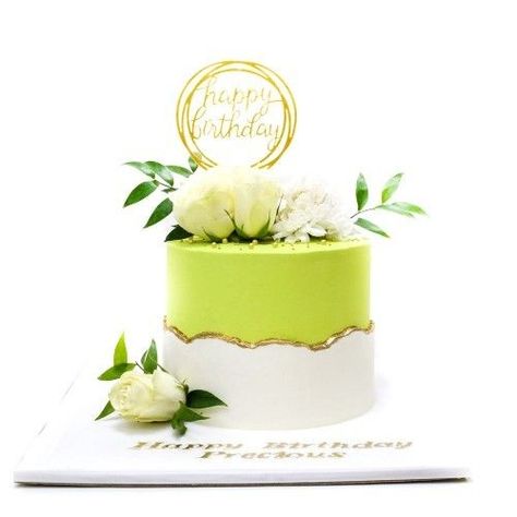 Green Fault Line Cake, Pista Green Cake Design, Birthday Cake For Women Green, Mint Green Cake Design, Green Cake With Flowers, Green Color Cake, Fault Line Cake Design, Pastel Green Cake, Fault Cake