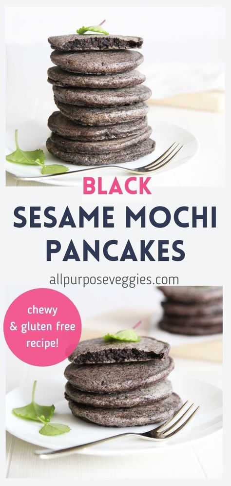 Mochi Pancakes Recipe Gluten Free, Mochi Pancakes Recipe, Glutinous Rice Flour Recipes, Mochi Pancakes, Black Sesame Mochi, Sesame Mochi, Sweet Potato Pancakes Recipe, Pinterest Mom, Homemade Breakfast Recipes