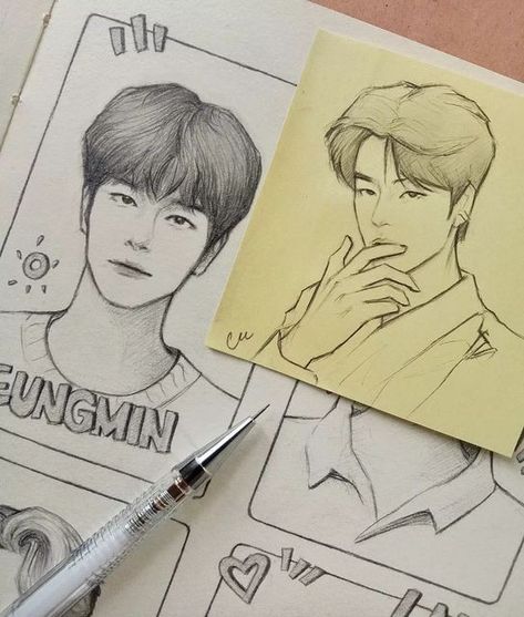 Skz Drawing Seungmin, Seungmin Sketch Pencil, K Pop Drawings Easy Skz, Simple Kpop Drawings Easy, Skz Art Sketch, How To Draw Seungmin, Seungmin Drawing Easy, How To Draw Lee Know, Seungmin Drawing Sketch