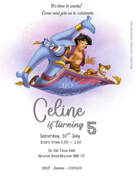 Aladdin Invitation, Free Invitation Templates, Ms Word, Aladdin, Birthday Invitations, Invitation Template, Birthday, Quick Saves