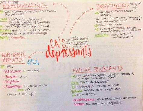 CNS Depressants Nursing Pharmacology Pharmacology Mnemonics Cns, Cns Pharmacology, Vet Pharmacology, Pharmacology Nursing Flashcards, Pharmacology Notes, Nursing School Pharmacology, Pharmacology Mnemonics, Classroom Vibes, Nursing School Organization