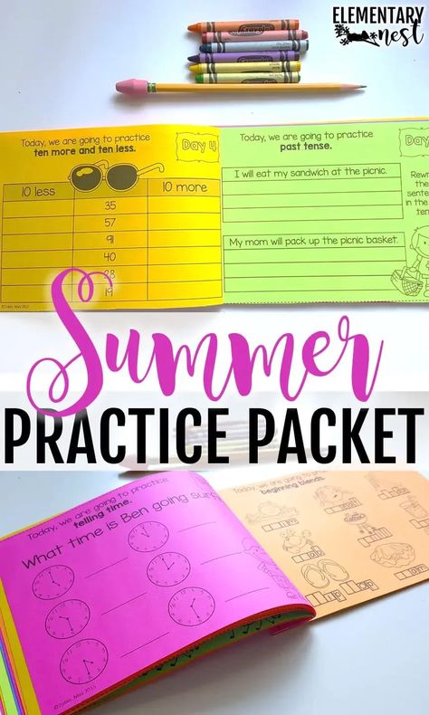 Kindergarten Summer Review, Summer Review Packet, Summer Learning Activities, Summer School Activities, Summer Homework, Summer Packet, Summer Plan, End Of The Year Activities, Summer Kindergarten