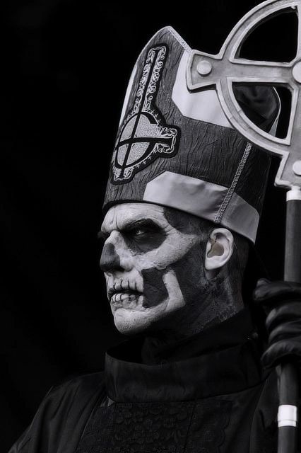 Papa Emeritus 1, Papa Iii, Ghost Pics, Priest Outfit, Ghost Papa Emeritus, Ghost Makeup, Black Mass, Papa Emeritus, Rap Video