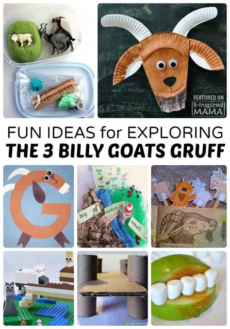 Fun Kids Activities for Exploring The 3 Billy Goats Gruff   Help kids bring the classic folk tale to life! Perfect for Preschool or Homeschool Learning.  at B-Inspired Mama Billy Goats Gruff Activities, Three Billy Goats Gruff Activities, Billy Goats Gruff Story, 3 Billy Goats Gruff, Fairy Tales Preschool Activities, Fairy Tales Preschool, Fun Kids Activities, Fairy Tale Activities, Fairy Tale Crafts