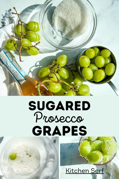 These sugared grapes with Prosecco are the ultimate boozy treat for any celebration. Easy to make and fun to share! Alcoholic Grapes, Prosecco Grapes Frozen, Boozy Grapes, Prosecco Grapes, Homemade Baking Powder, Baking Powder Recipe, Recipes With Fruit Cocktail, Best Apples For Baking, Sugared Grapes