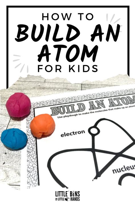 Atoms are tiny but very important building blocks of everything in our world. What are the parts of an atom? Learn the parts of an atom with an easy hands-on physics activity. All you need is some playdough or clay, and our printable parts of an atom worksheets to get started! Atom Projects Middle School, Atoms Activities Middle School, Parts Of An Atom Worksheet, Atom Model Project, Bohr Model Of Atom, Atom Activities, Atom Project, Structure Of An Atom, American History Homeschool