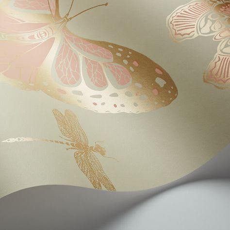 Add colour to any room with this beautiful butterfly wallpaper from the Whimsical Wallpaper Collection. Dragonfly Wallpaper, Whimsical Wallpaper, Butterflies And Dragonflies, Luxurious Wallpaper, Cole And Son Wallpaper, Childhood Stories, Wallpaper Collection, Pattern Matching, Screen Printing Designs