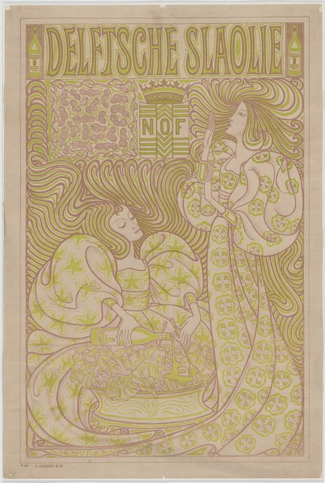 Jan Toorop. Delftsche Slaolie (Advertising Poster for the Dutch oil company Nederlandse Olie Fabriek [NOF]). 1895 | MoMA Art Nouveau Poster, Antique Maps, Advertising Poster, Look Vintage, Mellow Yellow, Fine Arts Posters, Delft, Vintage Ads, Antique Art