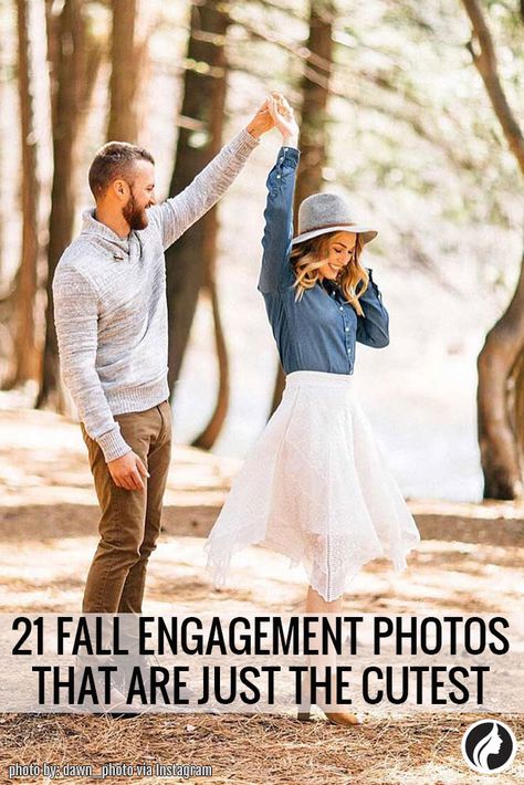 Engagement photos taken in the fall look especially romantic. Fall Time Engagement Photos, Engagement Shoot Fall Outfits, Engagement Photo Inspiration Fun, Modest Engagement Photos, Engagement Photos Plus Size Bride, Fall Engagement Pictures Outfit Outdoor, Fall Engagement Photo Outfit Ideas, November Engagement Pictures Outfit, Engagement Photoshoot Fall