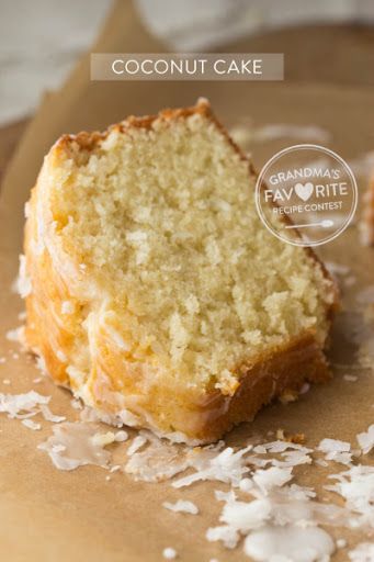 Try Grandmas Coconut Cake! You'll just need FOR THE CAKE, 2 cups all-purpose flour, 1 1/2 tsp baking powder, 1/2 tsp salt, 1 cup unsalted butter (at room... Coconut Pound Cake, Coconut Pound Cakes, Dessert Aux Fruits, Food Contest, A Piece Of Cake, Think Food, Bundt Cakes, Coconut Recipes, Pound Cake Recipes