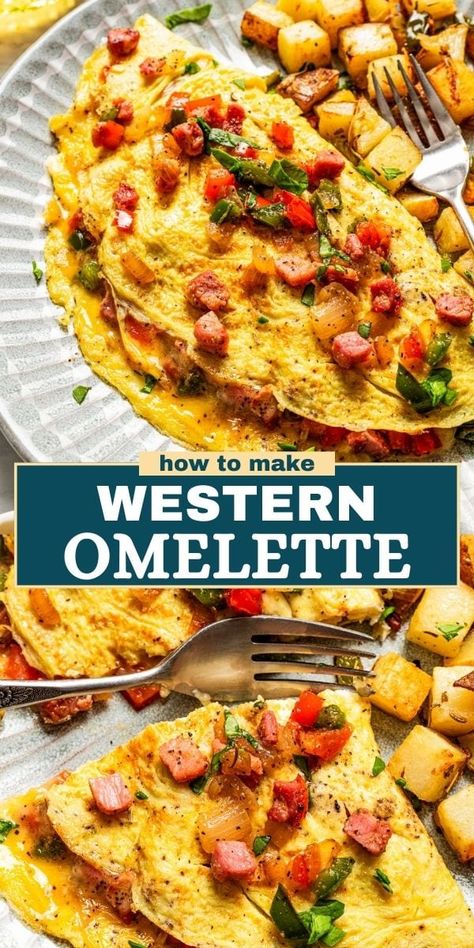 Western Omelette Recipe, Diethood Recipes, Egg Omelette Recipe, Western Omelette, Ham And Cheese Omelette, Easy Dinners For Kids, Omlet Recipes, Omelette Recipe Easy, Sauteed Peppers And Onions