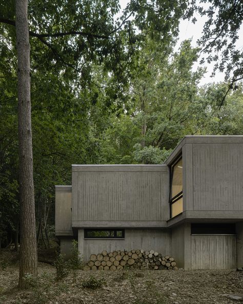 A 1970s brutalist house in Belgium transformed | Wallpaper Brutalist House, New Modern House, Dark Windows, Concrete Home, Concrete House, Wallpaper Magazine, Brutalist Architecture, Visual Journal, Bedroom Layouts