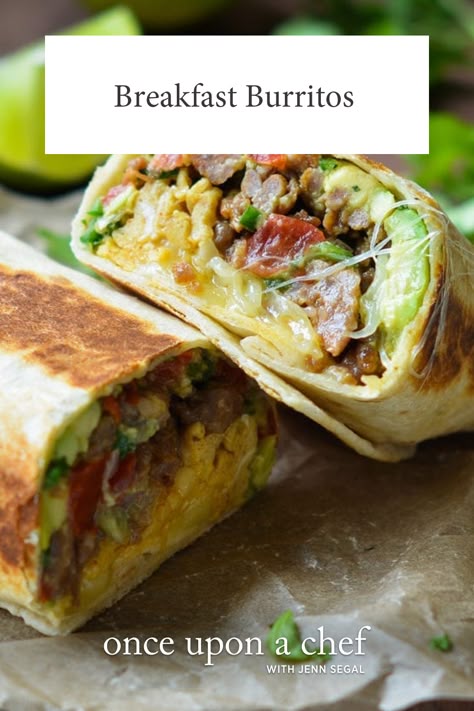 Breakfast Burritos Once Upon A Chef, Breakfast Burritos Recipe, Breakfast Burrito, Burritos Recipe, Breakfast Burritos, Breakfast Brunch Recipes, A Chef, Breakfast Time, Quesadillas