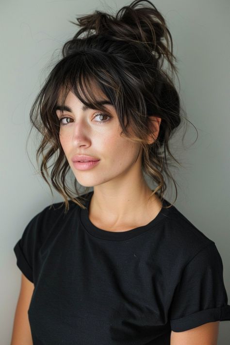 19 Hairstyles For Thick Wavy Hair You'll Love Thick Wavy Hair With Curtain Bangs, Shag Hairstyles Medium Wavy Hair, Hair Cuts With Curtain Bangs Wavy, Wavy Hairstyles Medium With Bangs, Short Hair Wavy Bangs, Long Thick Hair Bangs, Dark Wavy Hair With Bangs, Bangs With Thick Wavy Hair, Wavy Haircuts Women