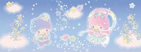 Kiki et Lala ✁ Lala Wallpaper, Yt Header, Kiki And Lala, Hello Sanrio, Star Cloud, Hello Kitty Iphone Wallpaper, Twin Stars, Vintage Stuff, Little Twin Stars