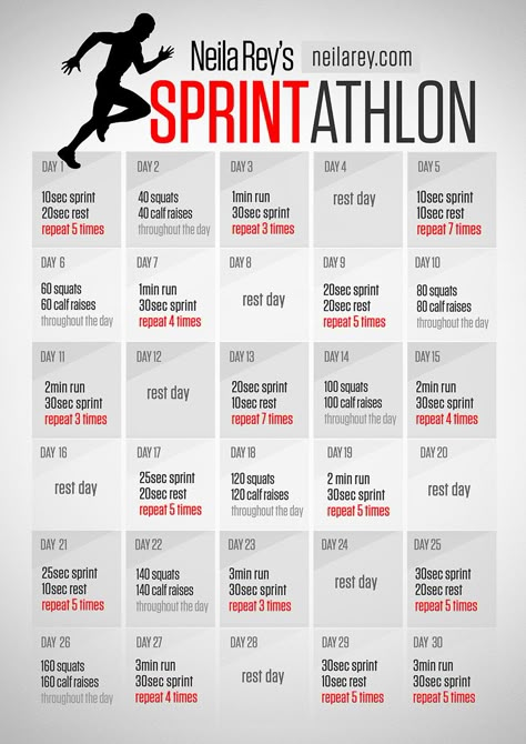 30-Day Sprintathlon Running Programw Sprinter Workout, Rugby Workout, Sprint Workout, Track Training, Rugby Training, Speed Workout, Running Program, Track Workout, Trening Abs