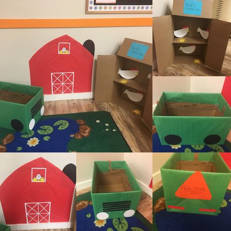 Farm Home Living Preschool, Farm Animal House Preschool, Barn Dramatic Play Preschool, Farm Preschool Room Decor, Farm Dramatic Play Preschool, Animals House Preschool, Farm Classroom Decorations, Farm Dramatic Play, Preschool Room Decor