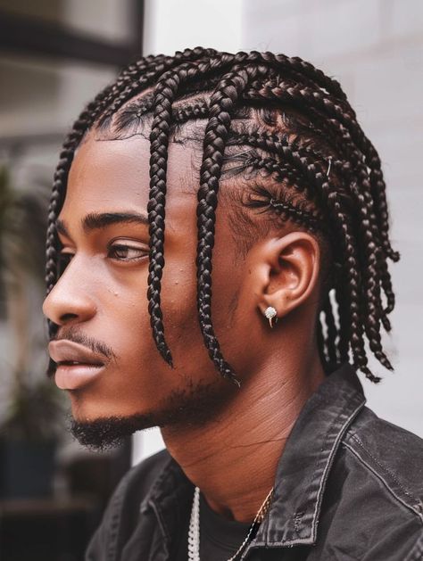 Hairstyle Ideas For Short Hair Men, Simple Braid Designs For Men, Braid Locs Men, Simple Mens Braids, Black Boys Braids With Fade, Fulani Braids Men, Men Cornrow Hairstyles, Plaits Braids Men, Braids Hairstyles Men