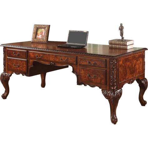 Library Rooms, Wood Office Desk, Leaded Glass Door, Classic Desk, Wood Office, Traditional Office, Western Furniture, Dream Office, Durable Furniture