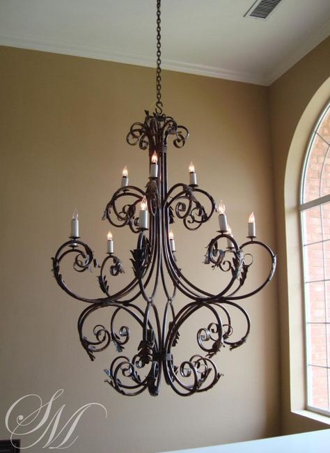 Wrought Iron Chandelier by Lighting San Marcos Chandelier Makeover, Wrought Iron Chandelier, Wrought Iron Decor, Foyer Chandelier, Iron Chandelier, Outdoor Chandelier, Wrought Iron Chandeliers, Foyer Lighting, Lighting Chandeliers