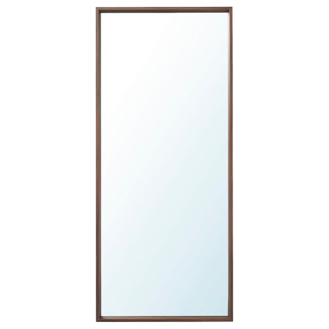 NISSEDAL Mirror, walnut effect, 255/8x59" The timeless design works just as well in the bedroom as in the bathroom. You can hang it vertically or horizontally depending on your preference and what best fits your space. Can be hung horizontally or vertically. Nissedal Mirror, Ikea Nissedal, Hovet Mirror, Mirror Walnut, Walnut Mirror, Fake Wood, Ikea 365, 2024 Wishlist, Big Mirror