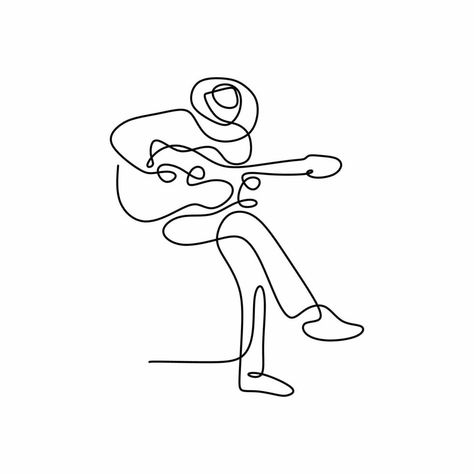 Single Line Illustration, Man Playing Guitar Drawing, Guitarist Tattoo, Guitar Line Drawing, Guitarist Drawing, Guitarist Illustration, Guitar Draw, Playing Guitar Drawing, Musician Drawing