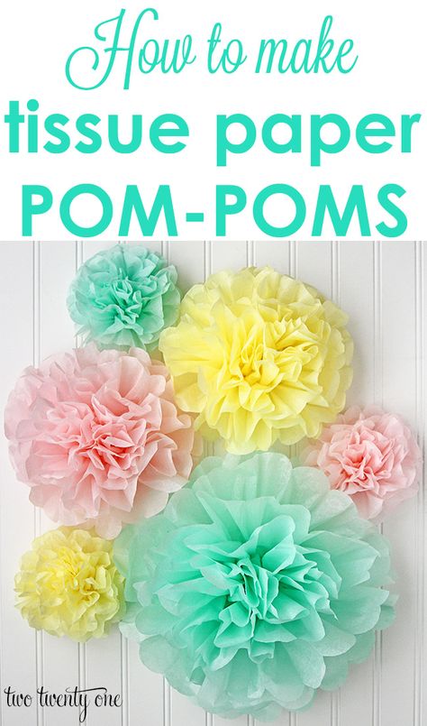 How to make the PERFECT tissue paper pom-poms! Plus, she tells you how to get 5 poms out of one package of tissue paper! A popular pin for pompoms and crafts! Kraf Kertas, Folding Origami, Tissue Paper Pom Poms, Paper Pom Poms, Tissue Paper Flowers, Baby Shower Planning, Diaper Cakes, Girl Shower, Raising Kids