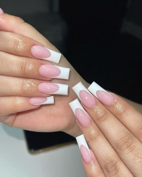 French Tip Long, Long French Tip Nails, French Tip Square, White Tip Acrylic Nails, Long French Nails, White Tip Nails, Long Square Nails, French Tip Press On Nails, Tapered Square Nails