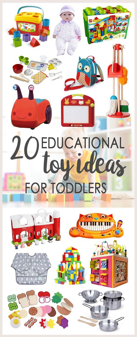 Not all toys labeled "educational" actually are! These 20 educational toys for toddlers (1 to 2-year-olds) have tons of replay value and won't disappoint! | Toddler Gift Ideas | Christmas Gift Ideas | Birthday Gift Ideas | Educational Toys | Open-Ended Toys | Imaginary Play | Pretend Play via @mommakesjoy Toy Labels, Best Educational Toys, Trendy Toys, Toddler Christmas Gifts, Learning Toys For Toddlers, Educational Toys For Toddlers, Toys For Toddlers, Toy Ideas, Christmas Gifts For Boys