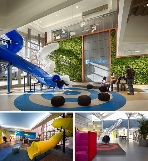 8 examples of why some offices are being called ‘playgrounds for adults’ Google Office, Indoor Slides, Collaborative Workspace, Open Office, Cool Office, Office Workspace, Indoor Play, City Landscape, Office Interior Design