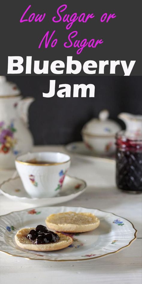 Canning Blueberries No Sugar, Low Sugar Blueberry Jam Recipe, Low Sugar Blueberry Jam, Canning Blueberry Jam, Jam For Canning, Homemade Preserves, Blueberry Jelly, Low Sugar Jam, Blueberry Jam Recipe