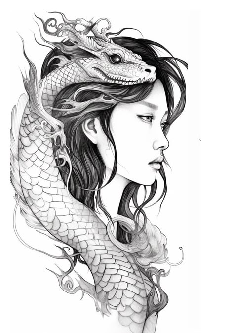 Eastern Dragon Tattoo, Design Pencil Drawing, Realistic Dragon Drawing, Cool Dragon Drawings, Realistic Tattoo Design, Portrait Drawing Tips, Self Portrait Drawing, Realistic Dragon, Ideas Sketch