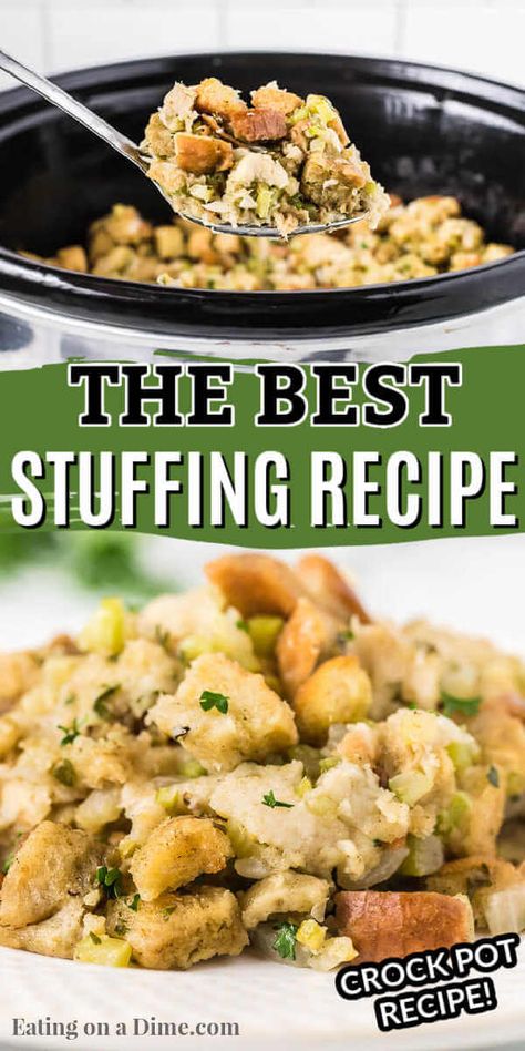 Slow Cooker Dressing Stuffing, Homemade Stuffing In Crockpot, Turkey Stuffing Crockpot Slow Cooker, Dressing In A Crockpot, Best Crockpot Stuffing, Easy Crock Pot Stuffing, Best Crockpot Stuffing Thanksgiving, Homemade Crockpot Stuffing, Crockpot Thanksgiving Stuffing