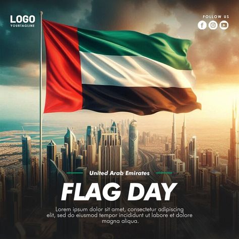 Uae National Day Poster, Uae National Day Design, National Day Uae, United Arab Emirates Flag, Emirates Flag, Uae Flag, Square Poster, Solo Adventure, Uae National Day