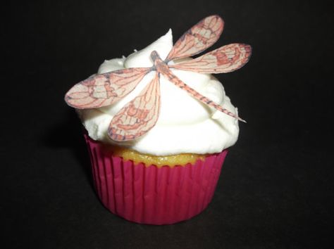 lovely dragonfly cupcake Dragonfly Cake, Dragonfly Birthday, Gluten Free Cupcake Recipe, Cupcake Rosa, Dragonfly Wedding, Pink Cake Toppers, Cake Toppers Wedding, Orange Cupcakes, Nutella Desserts