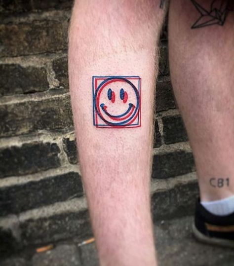 Cool smiley tattoo by Varo #tattoo #smiley #3dtattoo Smiley Tattoo Ideas, Smiley Tattoo Design, Smiley Tattoos, Psycodelic Tattoo, Glitch Tattoo, Smiley Tattoo, 33 Tattoo, Acab Tattoo, Smiley Face Tattoo