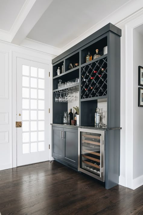 Wet Bar Ideas White Cabinets, Bar Cabinet For Living Room, Adding A Bar To Kitchen, Office With Wet Bar, Home Bar In Living Room, Shallow Bar Cabinet, Diy Bar Area Living Room, Dining Room With Dry Bar, Living Room With Wet Bar