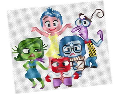 Looking for your next project? You're going to love   INSIDE OUT  Cross stitch Pattern  by designer POWSTITCH. Inside Out Cross Stitch, Disney Patterns, برج الميزان, Cross Stitch Embroidery Patterns, Mickey Baby, Embroidery Tips, Disney Cross Stitch Patterns, Stitch Cartoon, Disney Cross Stitch