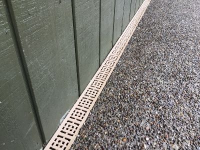 NDS Slim Channel Drain Installation Customer Submit Channel Drain Ideas, Patio Drainage, Garden Drainage, Driveway Drain, French Drains, Deck Drain, Channel Drain, Crushed Granite, Yard Drainage