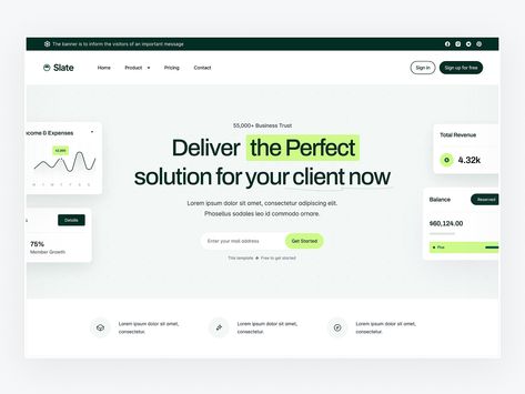 Flowbase: Slate Saas Template by Batuhan Kara for Flowbase on Dribbble Portfolio Landing Page, Minimalist Web Design, Creative Market Design, Landing Page Inspiration, Directory Design, Homepage Design, Design Jobs, Personal Portfolio, Portfolio Templates