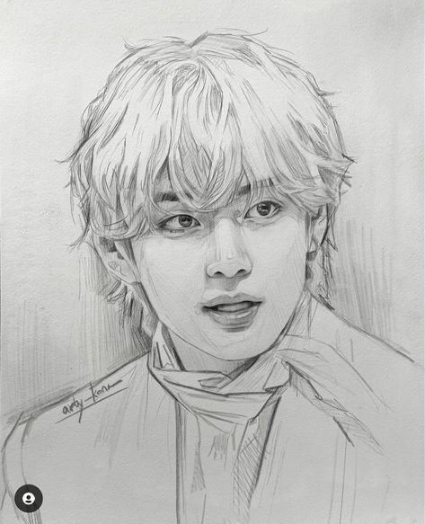 Kim Taehyung Drawing Easy, Kim Taehyung Sketch Pencil, Taekook Drawing Pencil, Taehyung Art Pencil Easy, Sketch Boy Face, Taehyung Drawing Pencil Sketch, Jimin Sketch Pencil, Taehyung Drawing Pencil, V Pencil Sketch