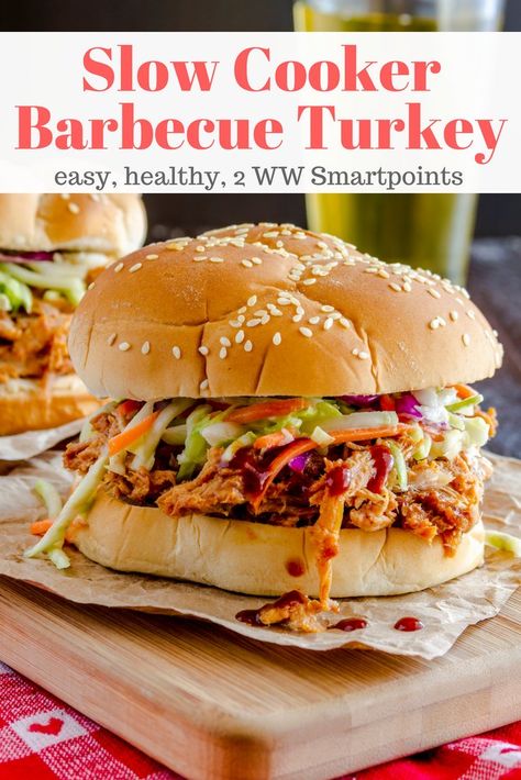 Pulled Turkey Sandwiches, Slow Cooker Pulled Pork Sandwiches, Pulled Turkey, Pork Sandwich Recipes, Turkey Breast Crockpot, Spicy Pulled Pork, Bbq Pulled Pork Sandwiches, Homemade Barbecue, Bbq Turkey